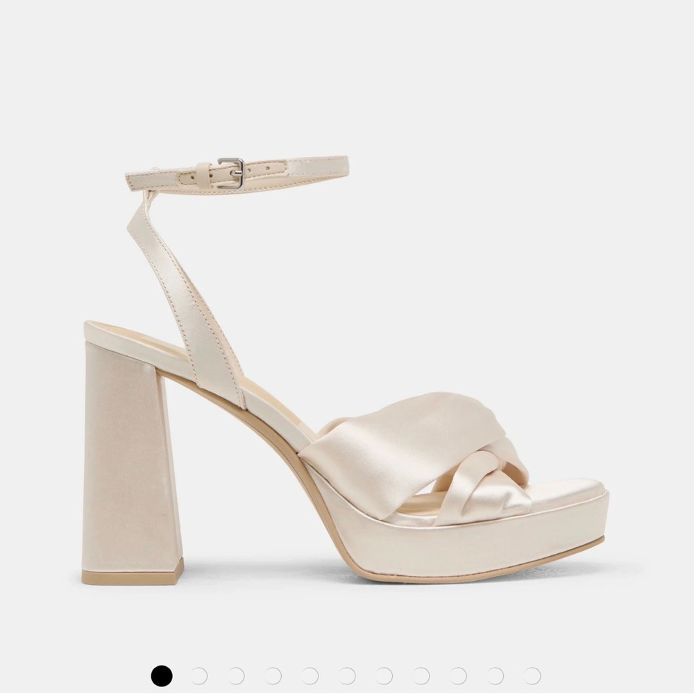 Dolce Vita Ivory Satin Platform Ankle-Strap Heels